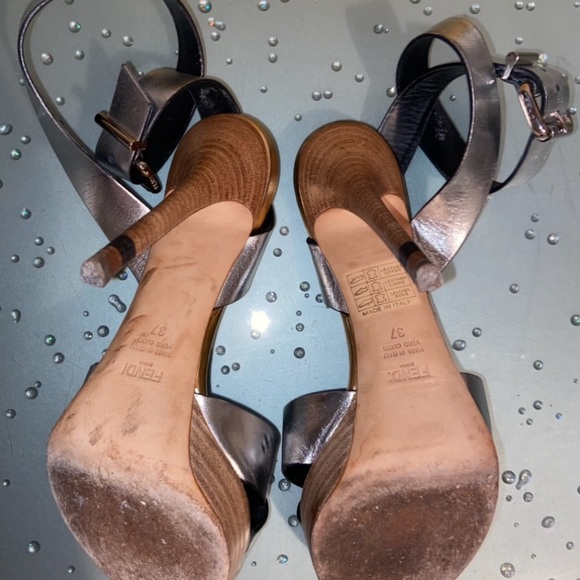 FENDI Leather Platform Ankle Wrap Stilettos Sz 37 - Picture 6 of 13